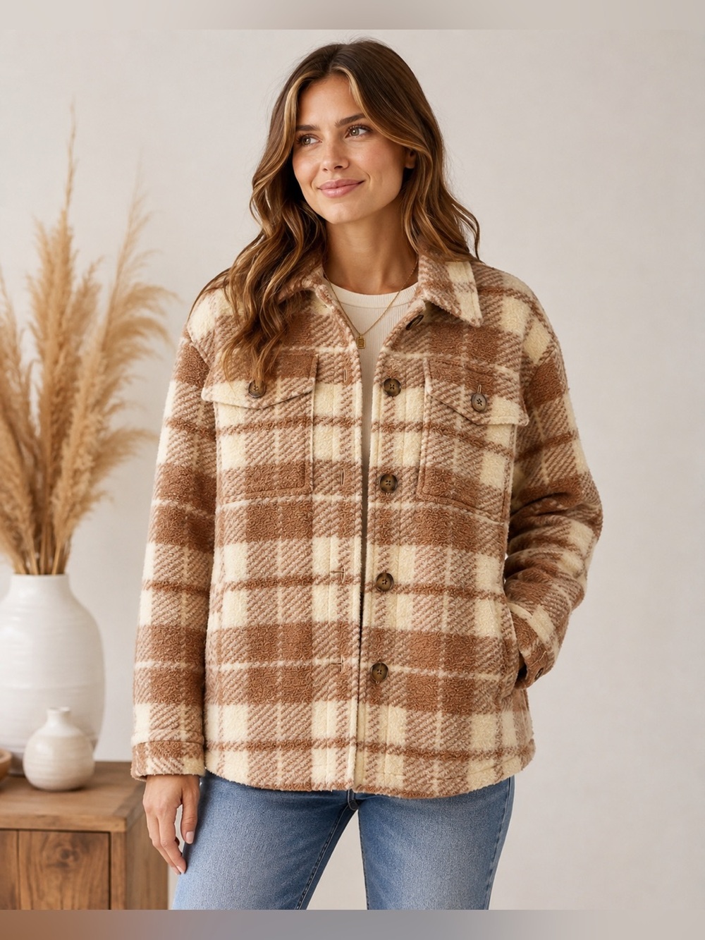 Faherty Collins Rose Plaid Fieldstorm Blanket Shirt Jacket Small Wool